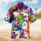 Dog Creative Pattern Hawaiian Shirt For Summer Vacation, Beach Travel, And Casual Wear