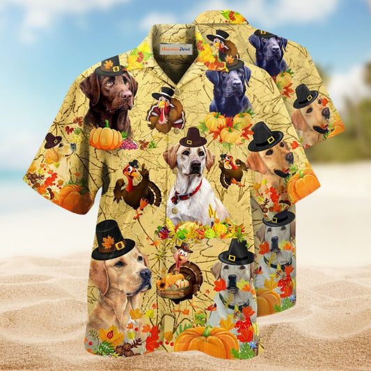 Dog Thanksgiving Labrador Hawaiian Shirt For Island Vacations, Resort Wear, And Relaxed Seasonal Style