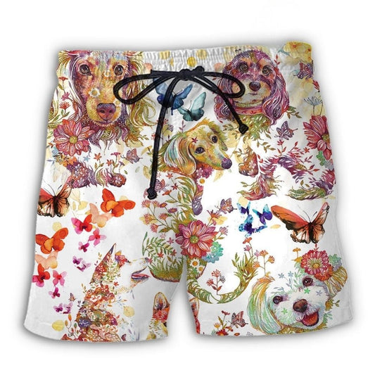 Dog And Butterfly Lover Beach Shorts Graphic Detail For Resort Trips And Casual Outings