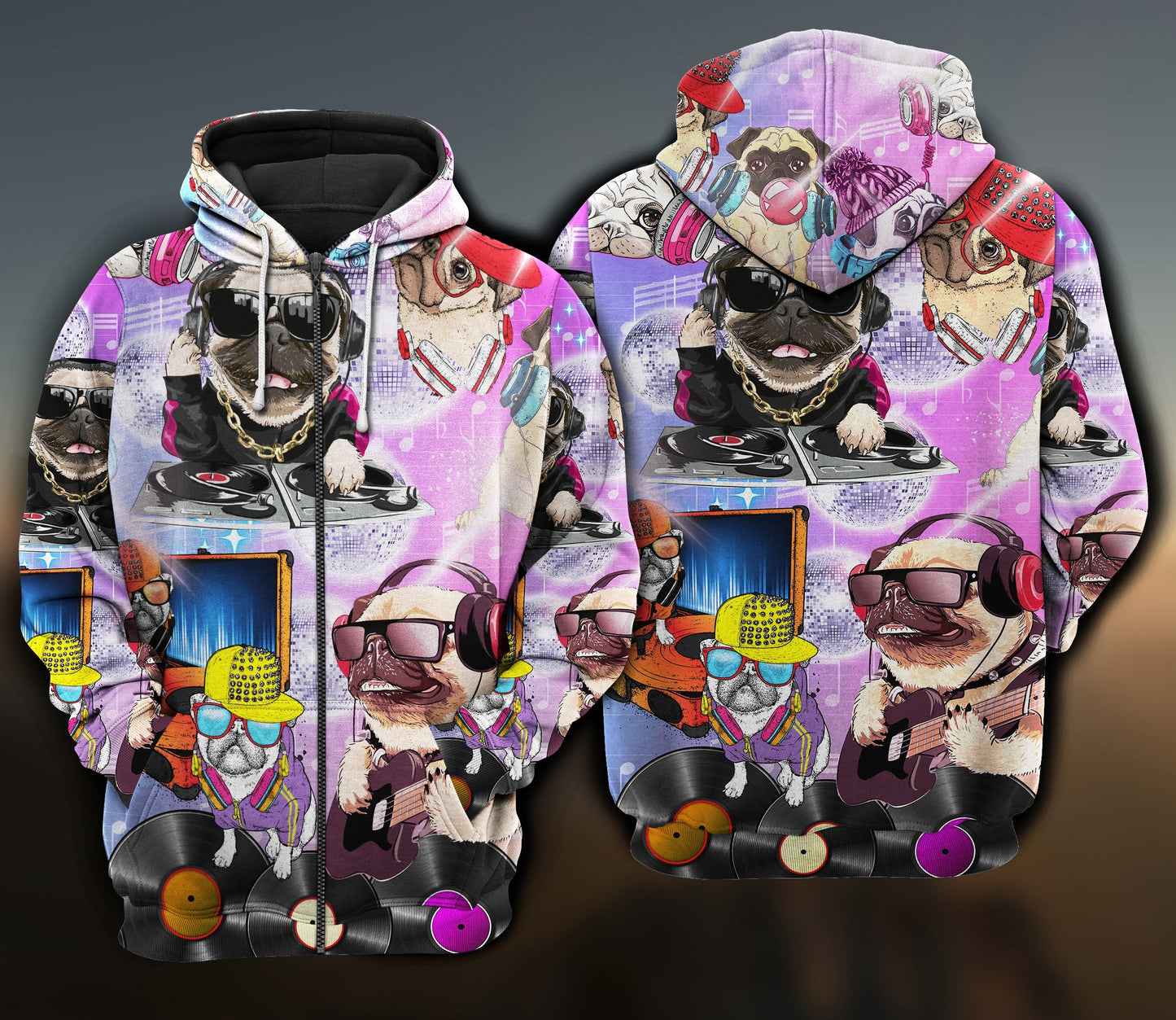 Dog Feeling Music Pug Hoodie For Music Lovers Concert Outings Travel And Everyday Streetwear