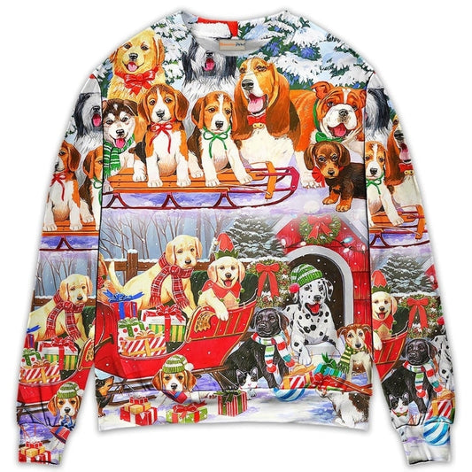 Dog Snowman Christmas Tree Merry Sweater For Winter Celebrations Family Events And Relaxed Seasonal Styling