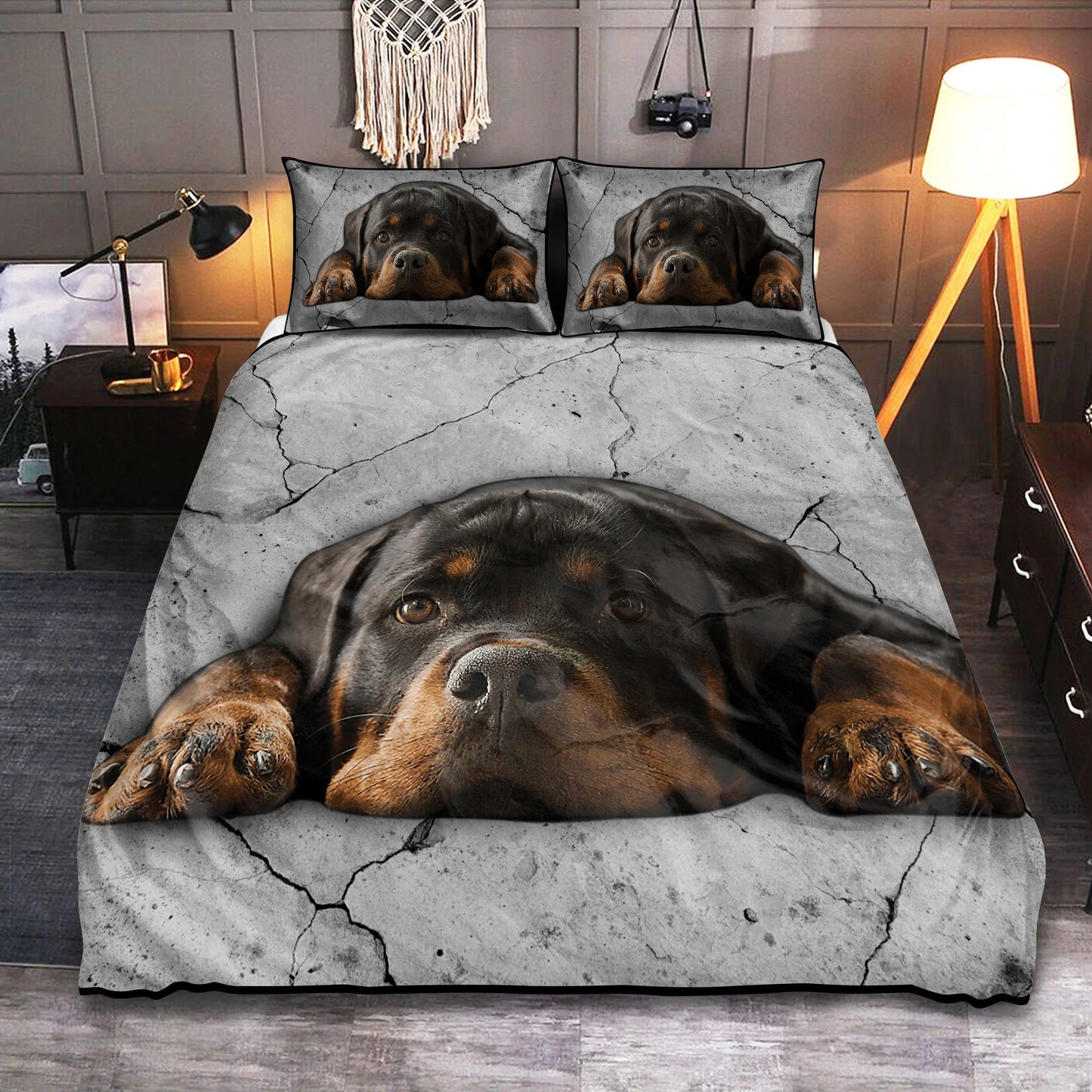 Rottweiler Dog Baby Happiness Bedding Cover For Pet Lover Bedroom Decor