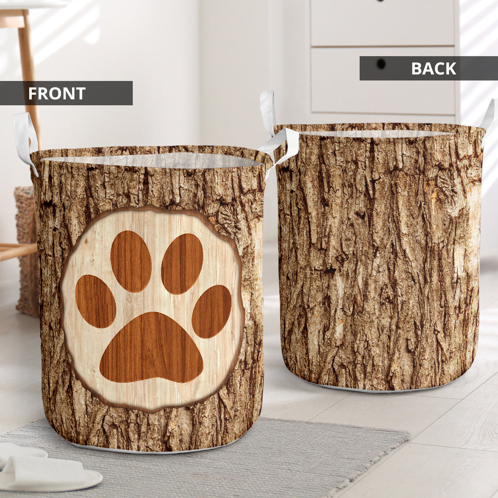 Dog Bark Wood Laundry Basket For Room Home Organizer