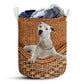 Dogo Argentino Dog Rattan Texture Laundry Basket For Bathroom Bedroom Storage