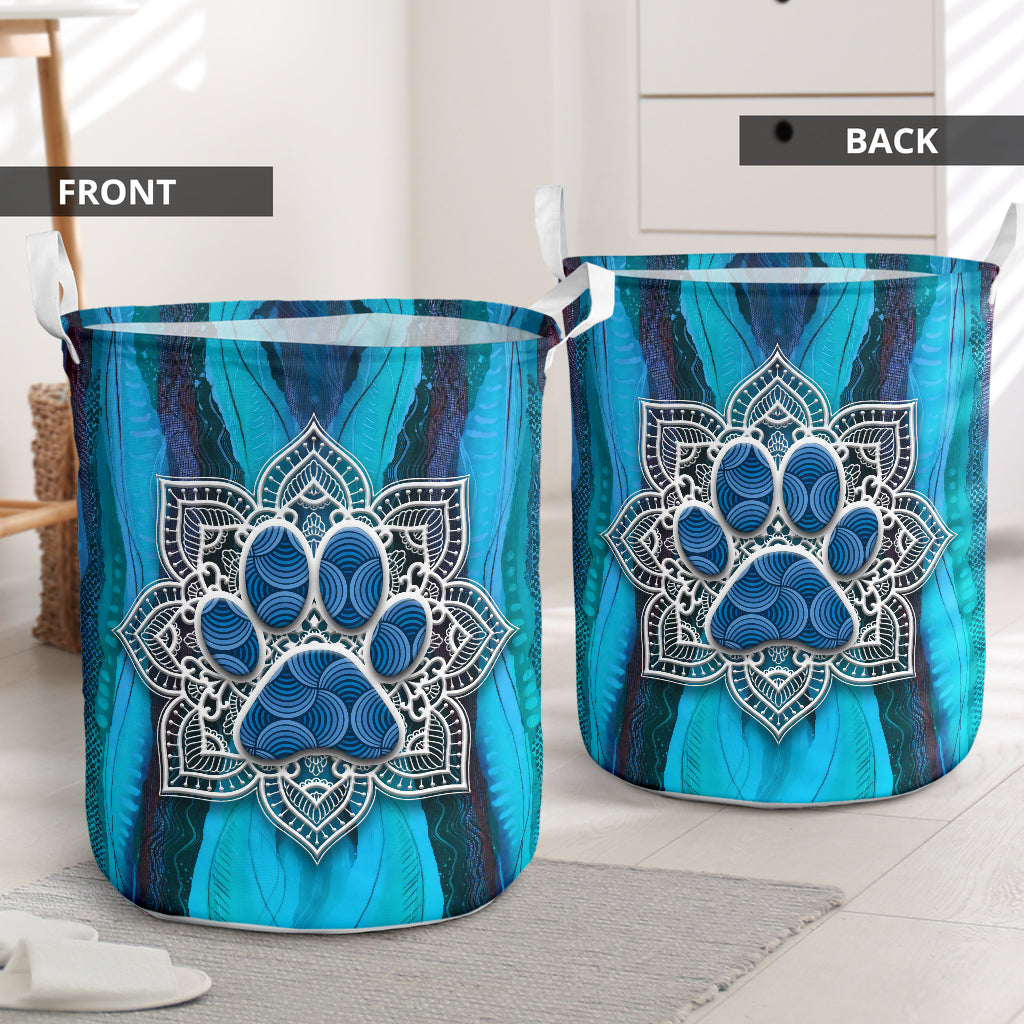 Dog Paw And Mandala Laundry Basket For Room Home Organizer