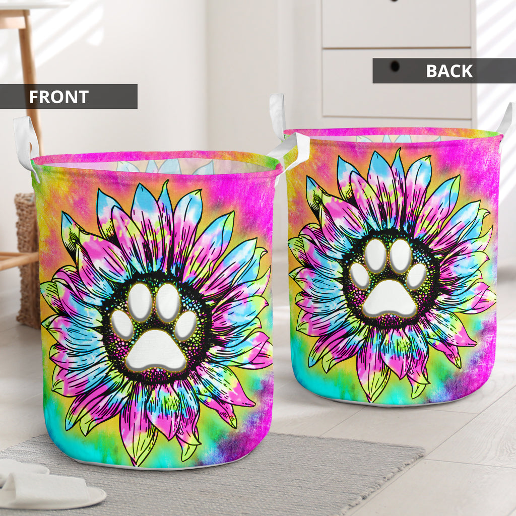 Dog Paw Flower Color Laundry Basket For Room Home Organizer