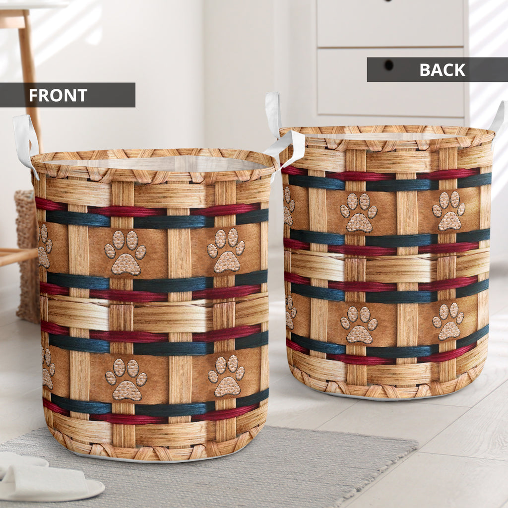 Dog Paw Handmade Red Laundry Basket For Room Home Organizer