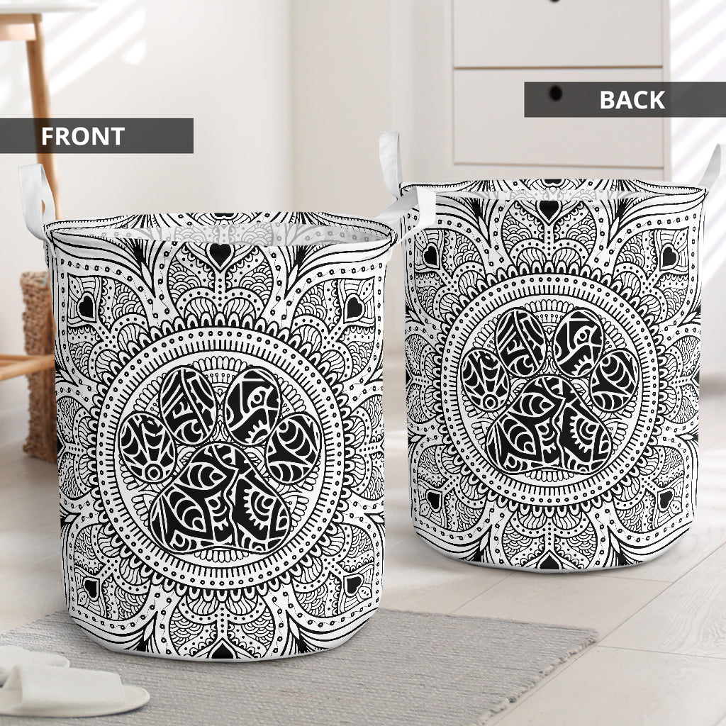 Dog Paw Mandala Laundry Basket For Room Home Organizer