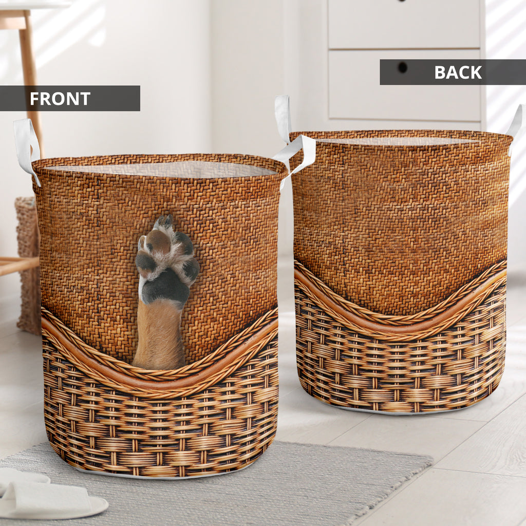 Dog Paw Rattan Texture Laundry Basket For Room Home Organizer