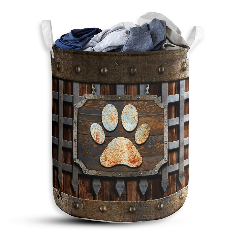 Small Size Dog Paw Vintage Style Laundry Basket For Bathroom Bedroom Storage