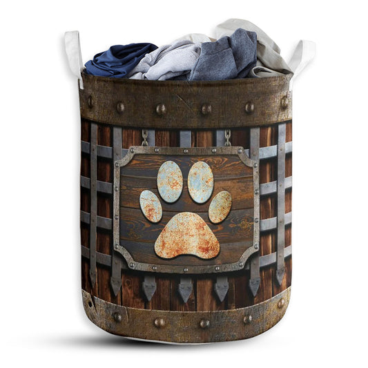 Small Size Dog Paw Vintage Style Laundry Basket For Bathroom Bedroom Storage