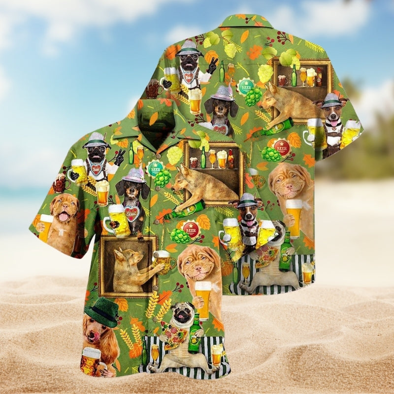 Dogs Beer Hawaiian Shirt For Animal Lovers, Beach Travel, And Casual Summer Style