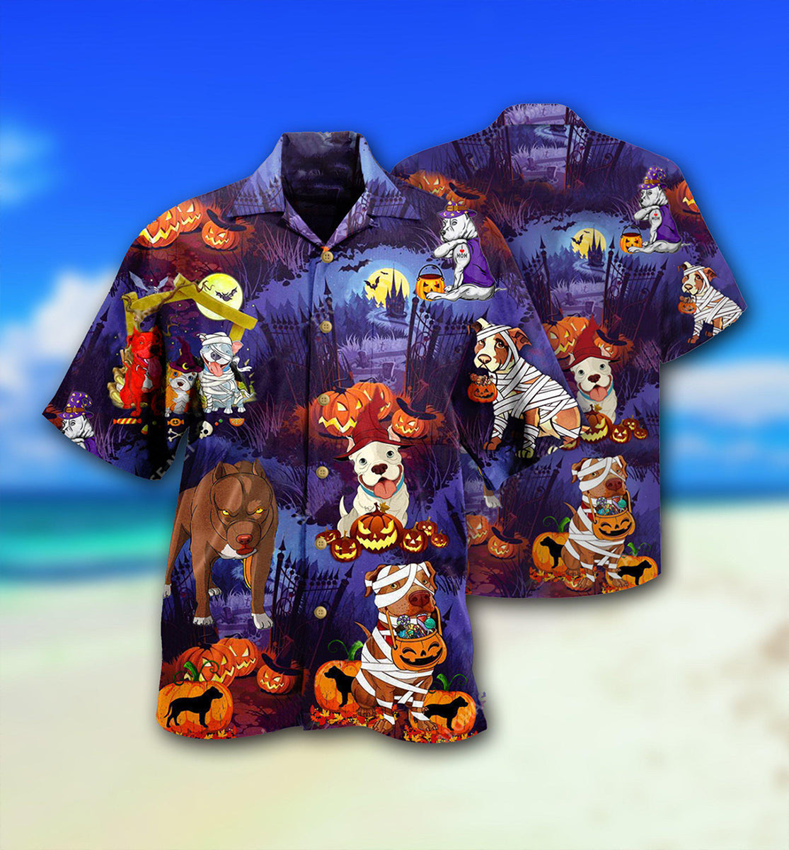 Halloween Dogs Night Scary Hawaiian Shirt For Summer Events And Casual Outdoor Wear