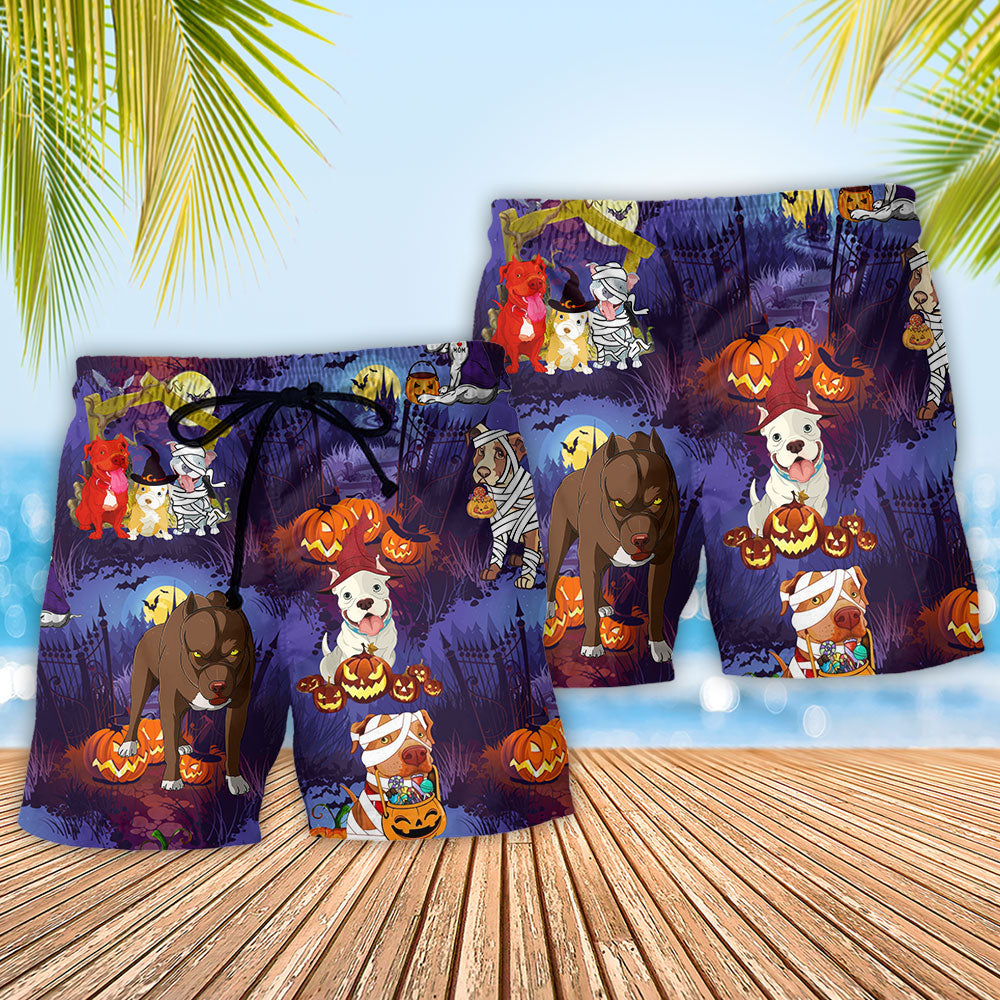 Dog Halloween Pumpkin Beach Shorts Pattern Detail For Casual Outings And Comfortable Daily Wear