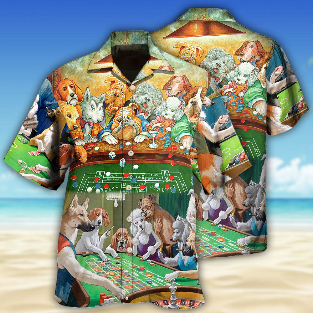Dogs Playing Casino Fun Hawaiian Shirt For Beach Days, Summer Outings, And Thoughtful Gift Giving