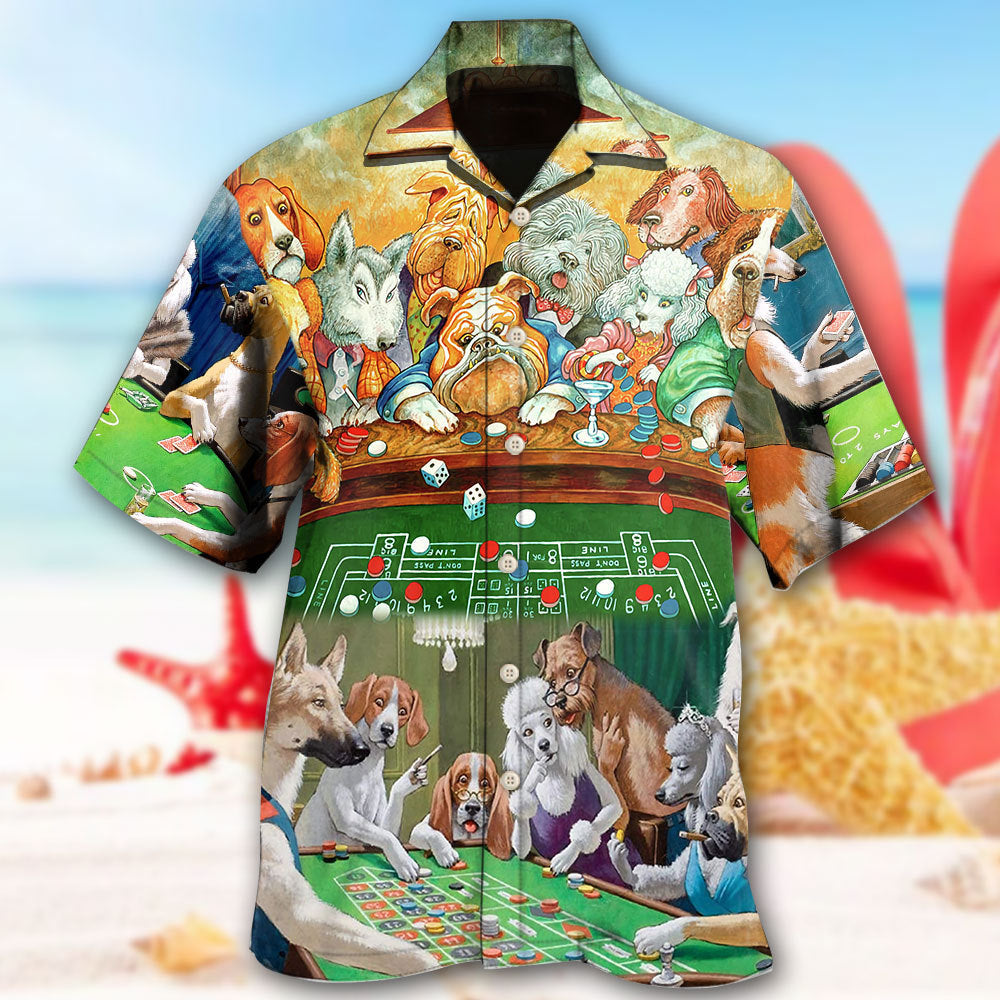 Funny Dog Casino Play Many Hawaiian Shirt Artwork View For Weekend Travel And Beach Style