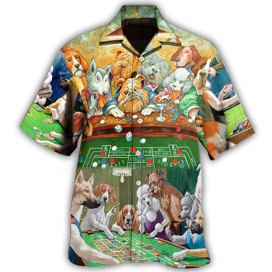 Dogs Playing Casino Fun Hawaiian Shirt For Beach Days, Summer Outings, And Thoughtful Gift Giving