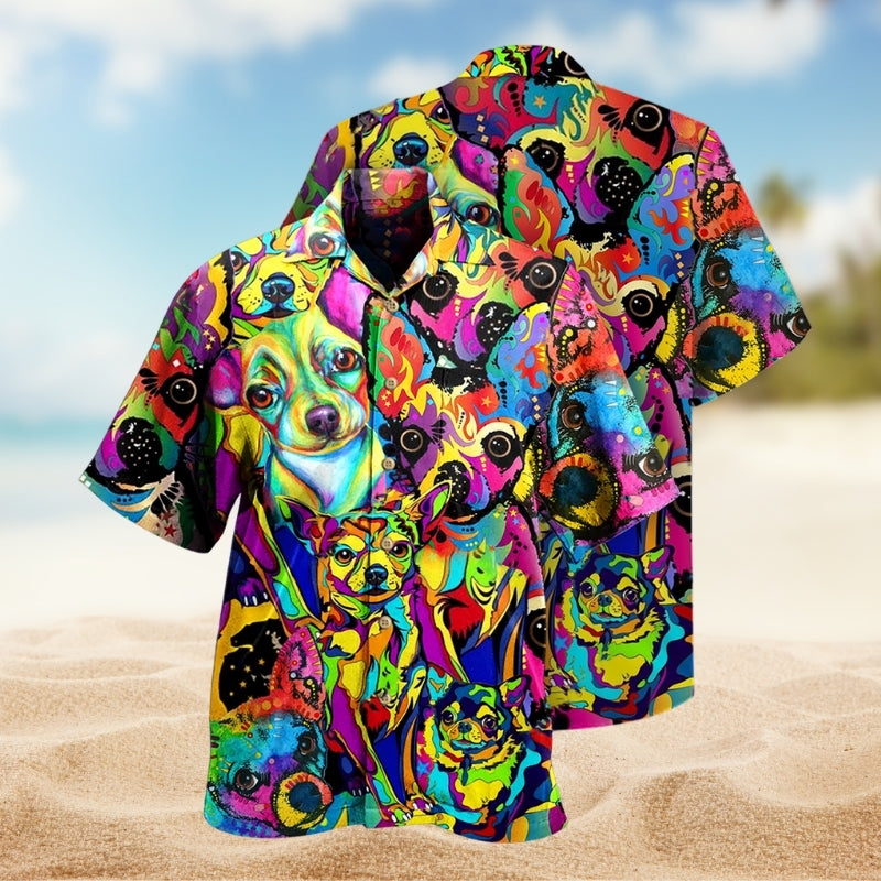 Colorful Dogs Mix Hawaiian Shirt For Coastal Travel, Casual Events, And Comfortable Summer Wear