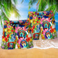 Dog Colorful Floral Beach Shorts Pattern Detail For Seaside Leisure And Warm Weather Wardrobe