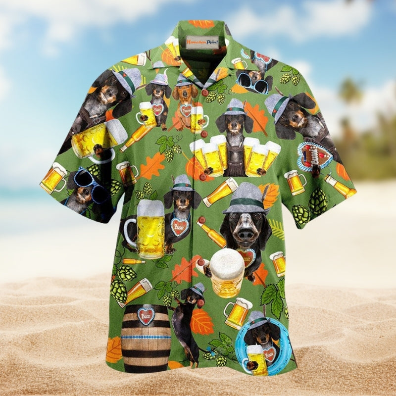 Dachshund Craft Beer Theme Hawaiian Shirt For Food Lovers Beach Trips And Playful Warm Weather Style
