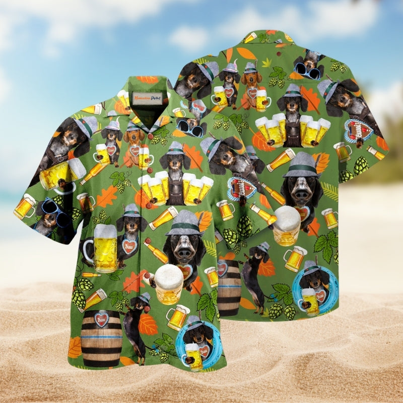 Dachshund Craft Beer Theme Hawaiian Shirt For Food Lovers Beach Trips And Playful Warm Weather Style