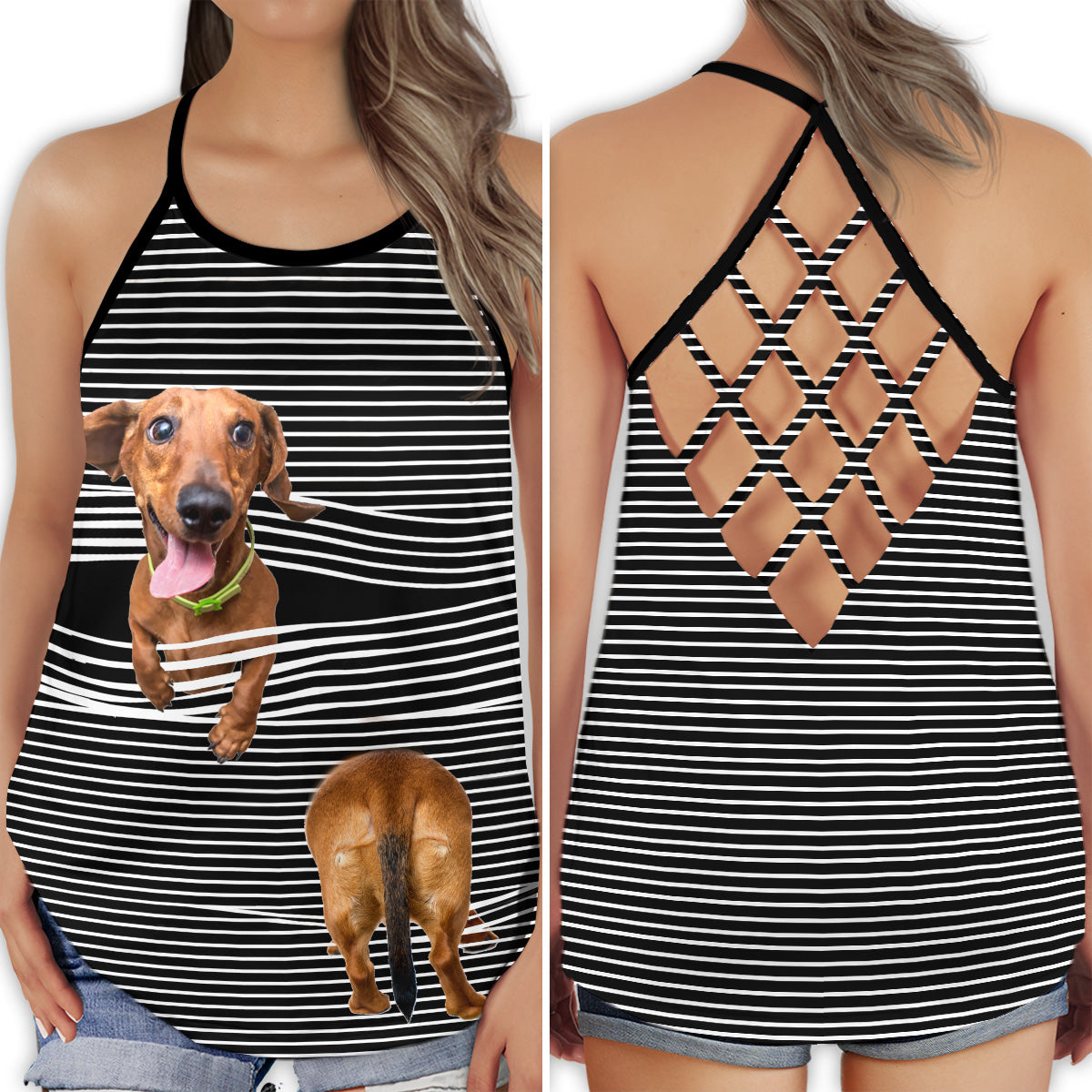 Dachshund Summer Modern Hollow Tank Top For Yoga Workouts And Casual Wear