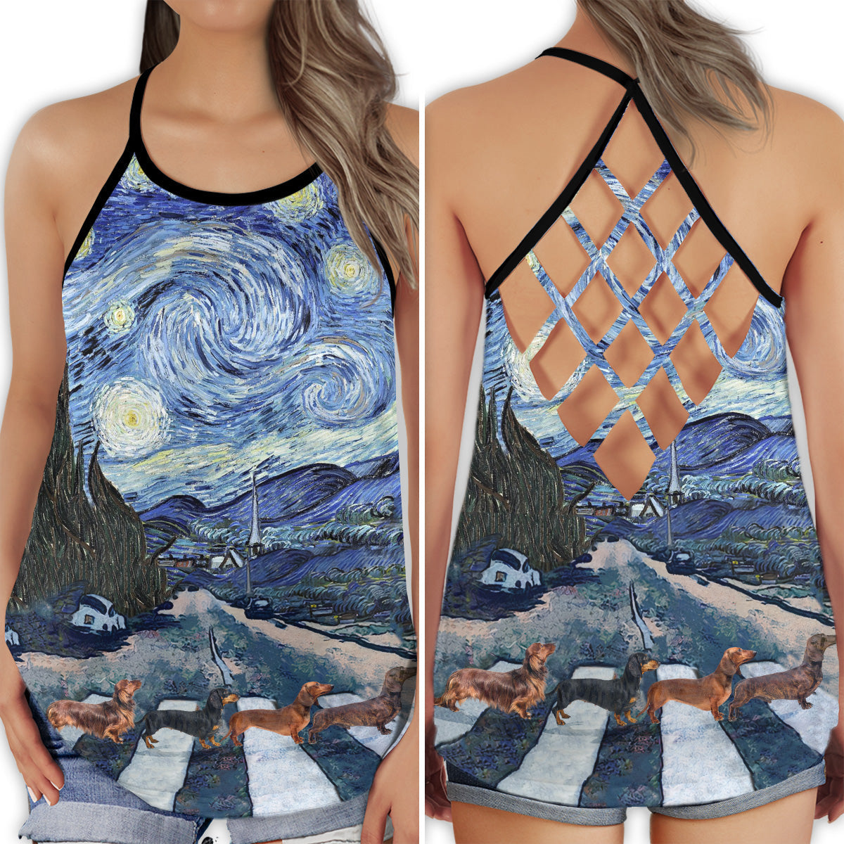 Dachshund Hot Summer Hollow Tank Top For Yoga Workouts And Casual Wear