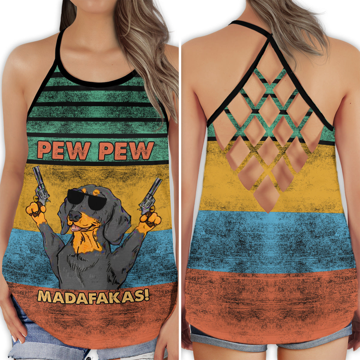 Dachshund Pew Funny Hollow Tank Top For Fitness Activities And Relaxed Style