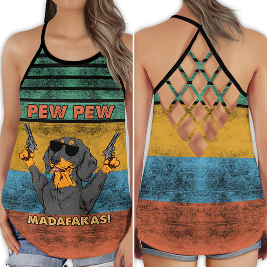 Dachshund Pew Funny Hollow Tank Top For Fitness Activities And Relaxed Style