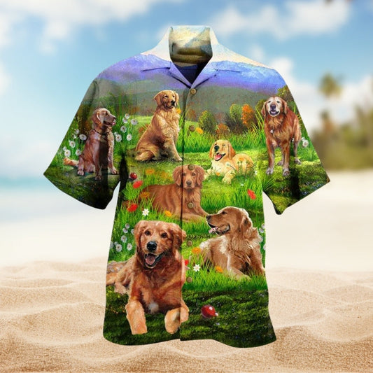 Dogs Golden Retriever Hawaiian Shirt For Island Vacations, Resort Wear, And Relaxed Seasonal Style