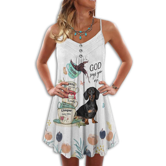 Dachshund Dog Is My Love – Women's Summer Sleeveless V-Neck Camisole Dress