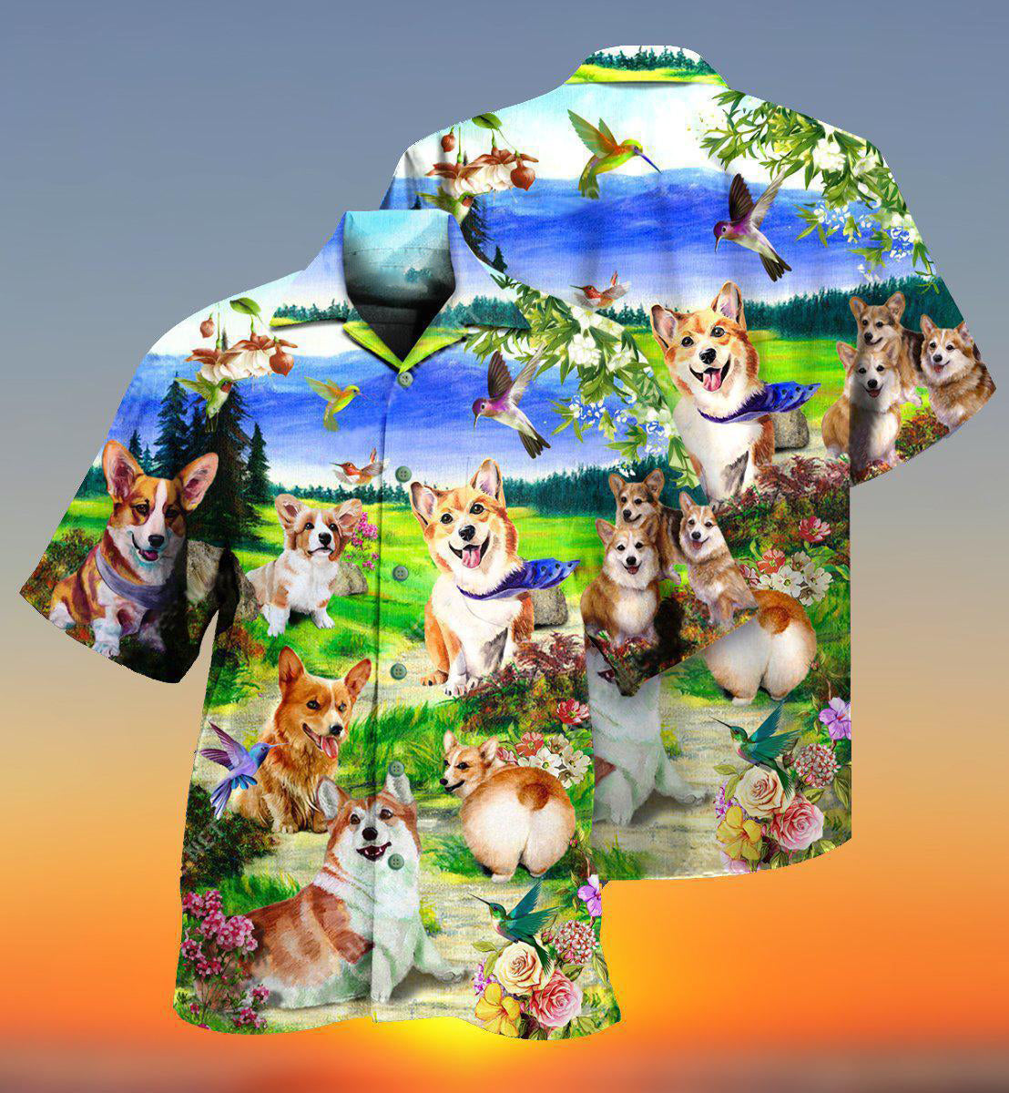 Corgi Hawaiian Shirt Design View For Casual Summer Styling