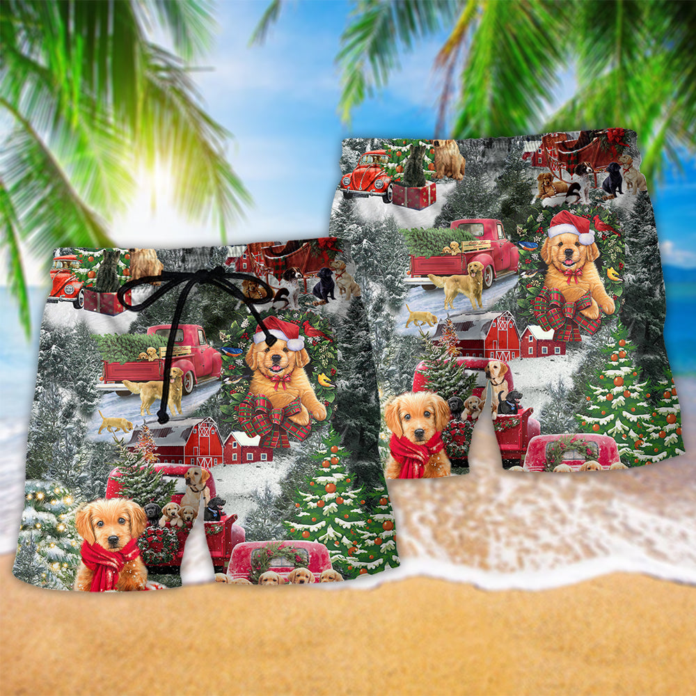 Beagle Dogs Love Christmas Every Time Hawaiian Beach Shorts For Holiday Beach Days