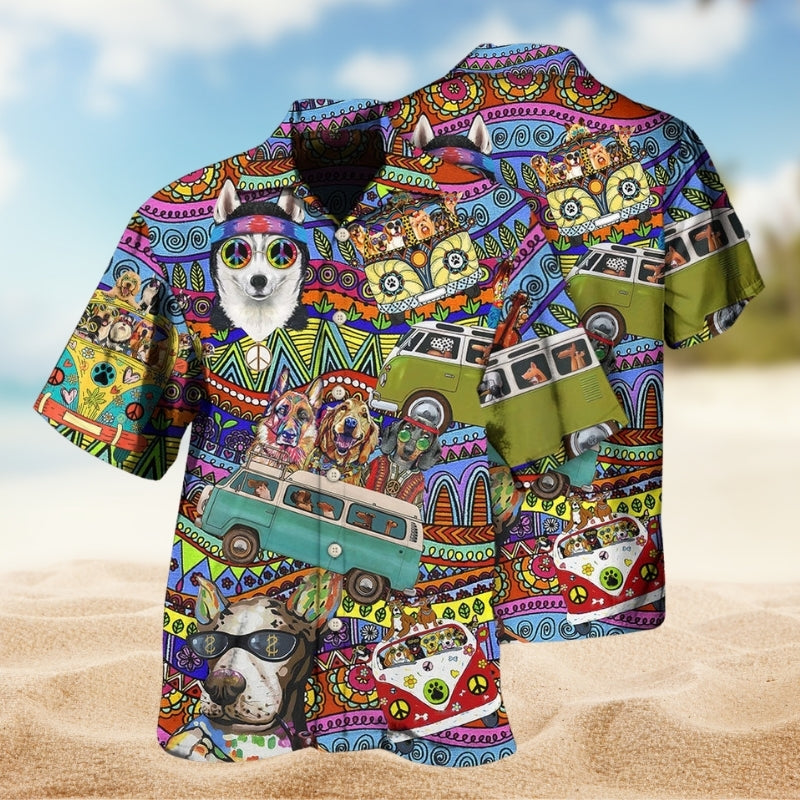 Dogs Style Hawaiian Shirt For Warm Weather Outing, Coastal Adventure, And Casual Wear
