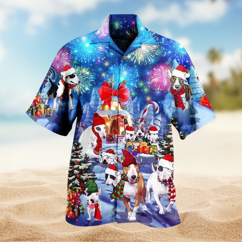 Christmas Creative Pattern Hawaiian Shirt Design View For Warm Weather Events