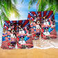 Patriotic Dog America Pride Beach Shorts Pattern Detail For Outdoor Activities And Everyday Comfort