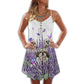 Dog Purple Flower Shih Tzu V-Neck Sleeveless Cami Dress For Travel And Comfortable Botanical Styling