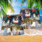 Snow Dog Christmas Beach Shorts Pattern Detail For Cruise Vacations And Warm Weather Wardrobe