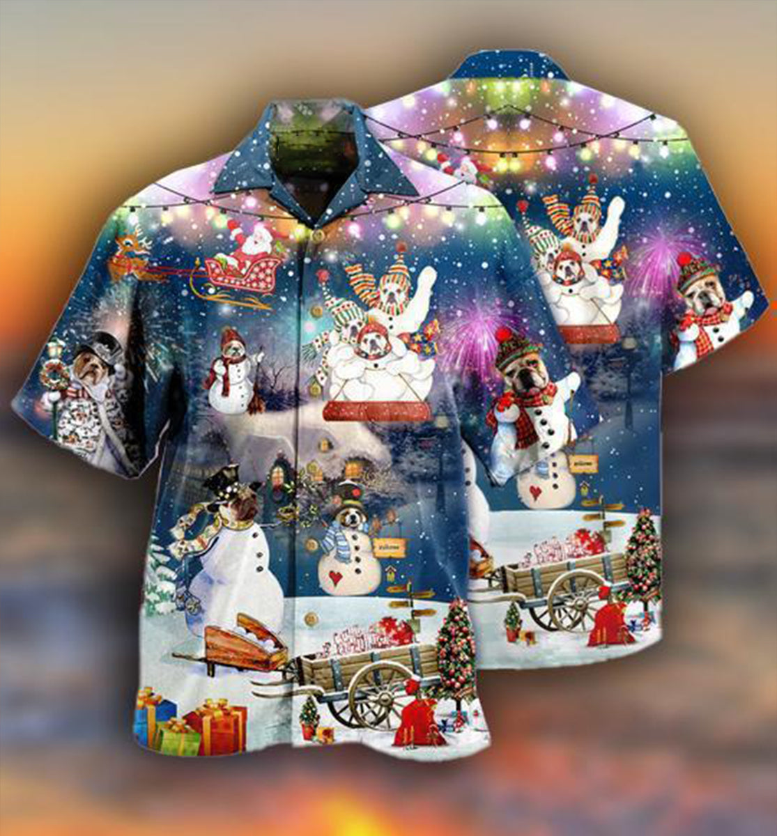 Funny Dogs Snowdog Christmas Night Hawaiian Shirt For Beach Parties And Weekend Getaways
