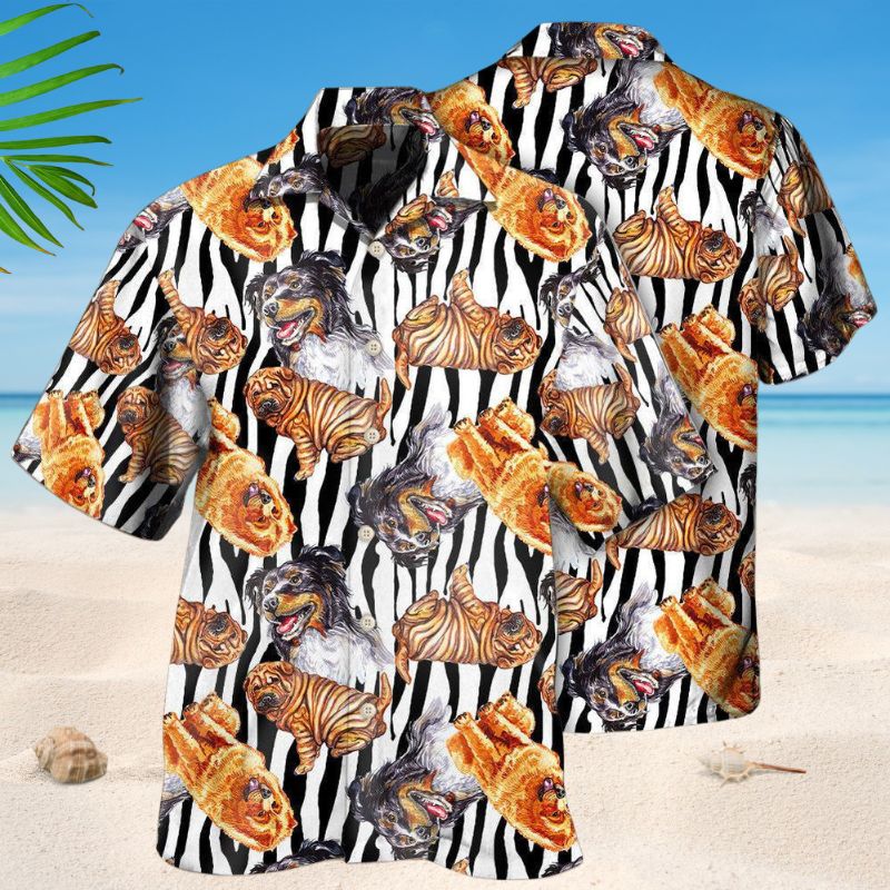 Dogs Black Striped Hawaiian Shirt For Coastal Getaways, Outdoor Gatherings, And Thoughtful Gift Giving