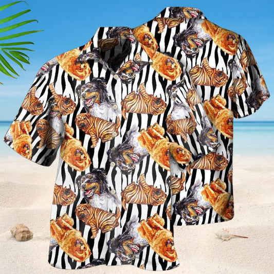 Dogs Black Striped Hawaiian Shirt For Coastal Getaways, Outdoor Gatherings, And Thoughtful Gift Giving