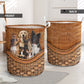 Dog Paw Rattan Texture Love Dog Laundry Basket For Room Home Organizer