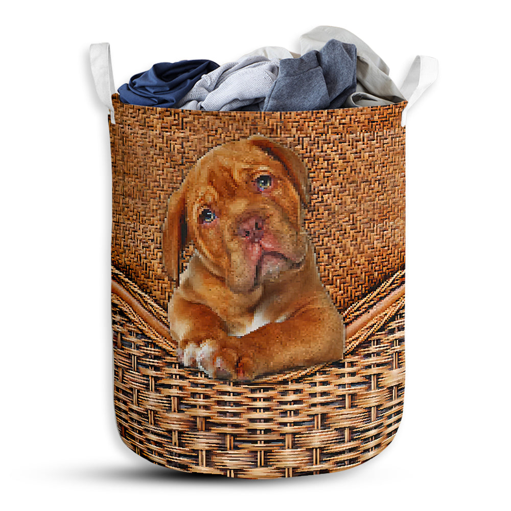 Dogue De Bordeaux Dog Rattan Texture Laundry Basket For Bathroom Bedroom Storage