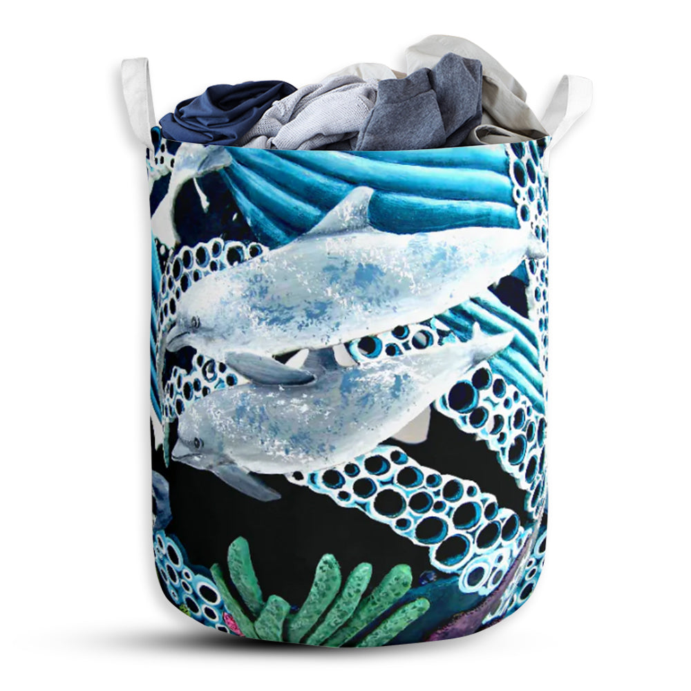 Dolphin Art Gourds Laundry Basket For Bathroom Bedroom Storage