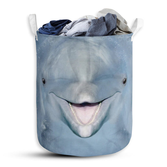 Dolphin Face And Butt Laundry Basket For Bathroom Bedroom Storage