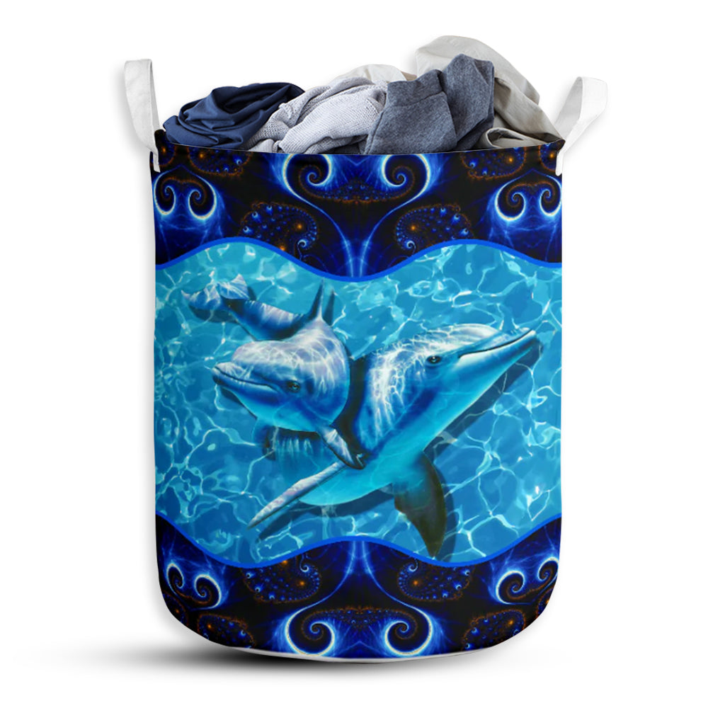 Dolphin Galaxy Blue Style Laundry Basket For Bathroom Bedroom Storage