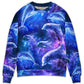 Dolphin Galaxy Neon Glow Sweater For Seaside Adventures Outdoor Events And Relaxed Daily Style