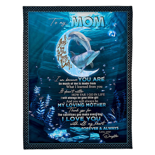 Dolphin I Love You With All My Heart Flannel Blanket For Cozy Bedroom Sofa Decor