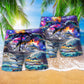 Dolphin Into The Galaxy Hawaiian Print Beach Shorts For Marine Inspired Outdoor Wear