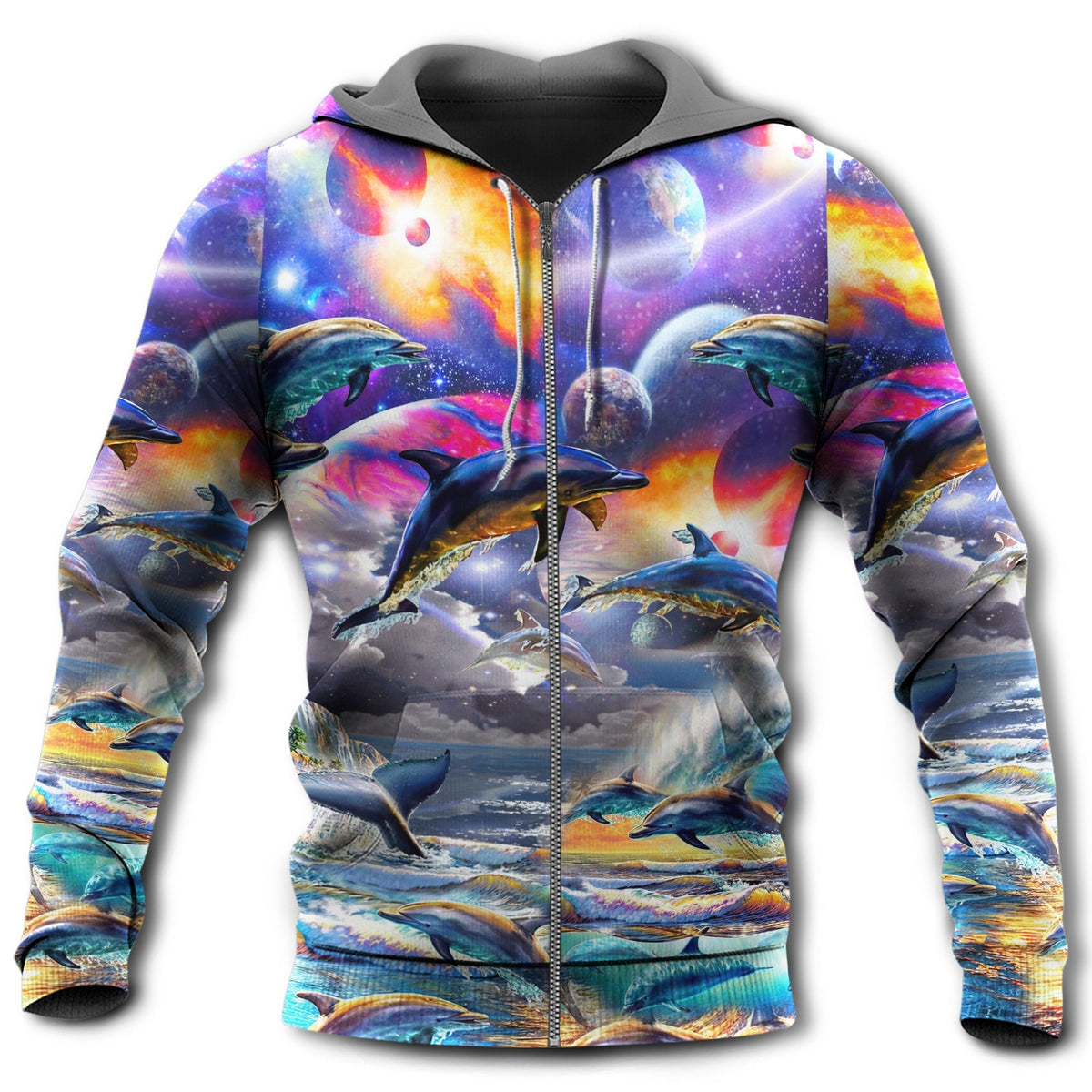 Dolphin Galaxy Free Spirit Hoodie For Beach Lovers Outdoor Activities And Thoughtful Gifts